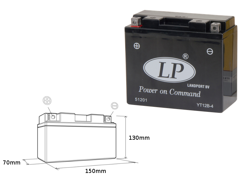 LANDPORT akumulátor YT12B-4 (MS LT12B-4) 12V 11AH 151X70X130 bezúdržbový - (6) (LANDPORT akumulátor YT12B-4 (MS LT12B-4) 12V 11AH 151X70X130)